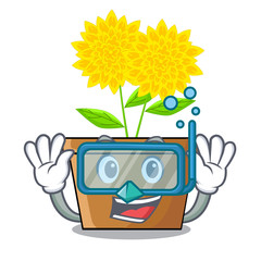 Sticker - Diving dahlia flower isolated in the cartoon