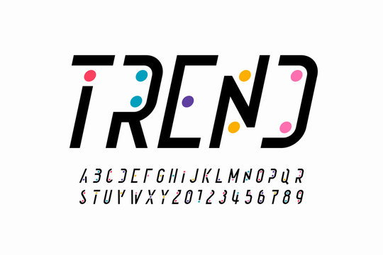 Modern font design, trendy alphabet letters and numbers
