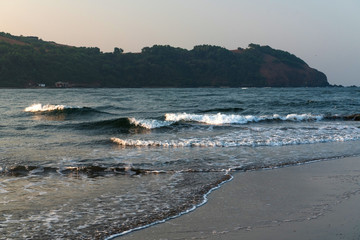 waves on sea view in goa, india