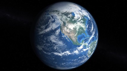 slowly rotating earth 360, with alpha, view of the northern hemisphere, seamless looping