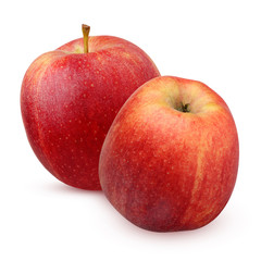 Wall Mural - two red striped Apple isolated on white background.