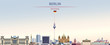 Vector illustration of Berlin city skyline on colorful gradient beautiful day sky background with flag of Germany