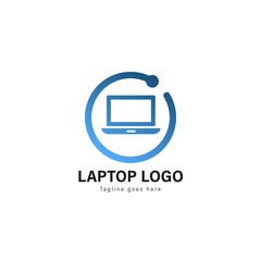 Laptop template design. Laptop logo with modern frame vector design
