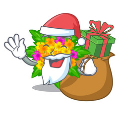 Poster - Santa with gift lantana flowers isolated with the character