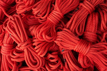 Wall Mural - Pile of bundle red ropes for background