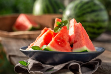 Sweet And Tasty Watermelon In Sunny Day