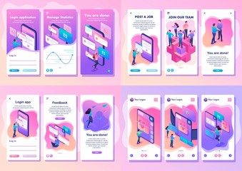 Poster - isometric bright process of creating application