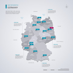 Wall Mural - germany vector map with infographic elements, pointer marks.