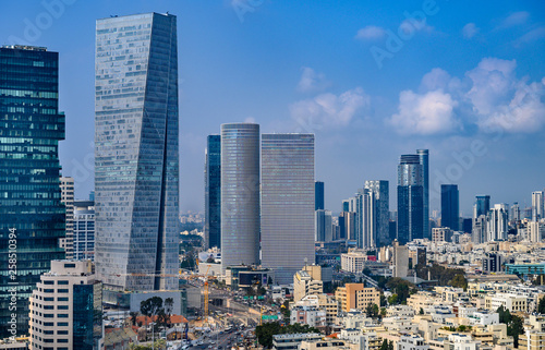 Fotomural Aerial cityscape of Tel Aviv skyscrapers, Israel