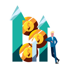 Wall Mural - businessman money bank arrow up