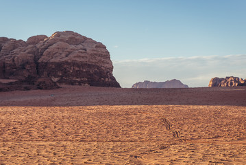 Poster - So called Um Sabatah - popular place for watching sunset in Wadi Rum desert, Jordan