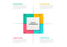 Square Infographic Template With Icons And 4 Steps Or Options. Business Concept, Workflow Layout, Flowchart.