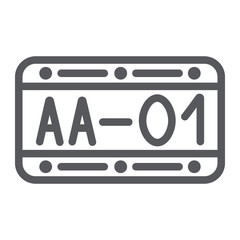 Poster - Car number line icon, automobile and part, metal number sign, vector graphics, a linear pattern on a white background.