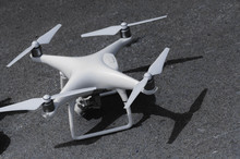Drone White Color On The Ground Aviation Technology