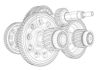 Aufkleber - Outline gearbox concept. Vector