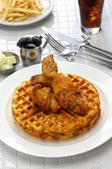 Wall Mural - fried chicken and waffles, american food