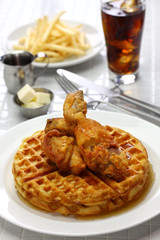 Wall Mural - fried chicken and waffles, american food