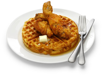 Wall Mural - fried chicken and waffles, american food