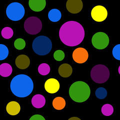 vector seamless pattern multicolored circles on a black background