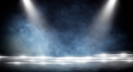 Wall Mural - background of an empty dark room, smoke and dust.
