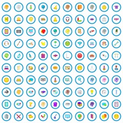 Poster - 100 online education icons set in cartoon style for any design vector illustration