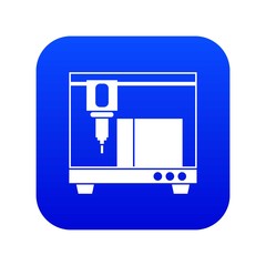 Poster - 3D printer icon digital blue for any design isolated on white vector illustration