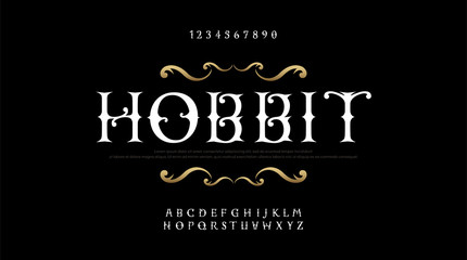 Aufkleber - Vintage elegant alphabet letters serif fonts set. Exclusive old lettering typography font classic style. Vector illustration