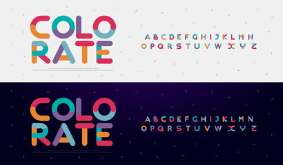 Aufkleber - Modern font creative rounded alphabet color fonts. Typography urban round bold with colors dot exposure. vector illustration