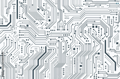 Fotografía Flat Microelectronics Circuits board background.
