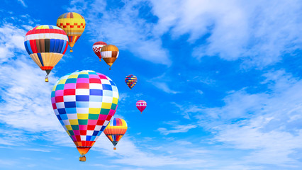 Colorful hot air balloon fly over blue sky 2