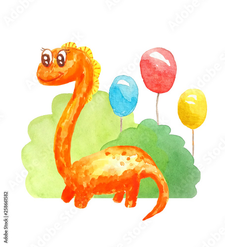 akwarela-pomaranczowy-mily-dinozaur-kreskowka
