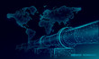 © LuckyStep - Oil pipeline world map business concept. Finance economy polygonal petrol production. Petroleum fuel industry transportation line connection dots blue vector illustration