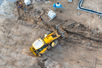 Yellow tractor - top view