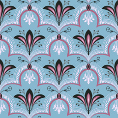  Seamless pattern with floral elements.