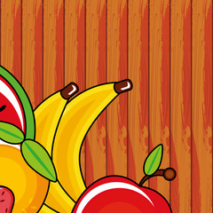 Wall Mural - fresh fruits group icons