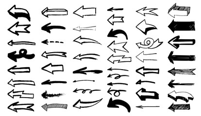 Set Of Arrow Doodles. Vector Illustration. Isolated On White Background.