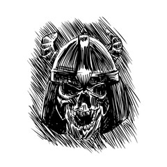 Skull of viking warrior - Vector illustration