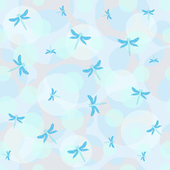 Poster - Modern template for fabric design with dragonflies. Seamless vector background. Abstract vector background with dragonflies. Cartoon vector illustration. Colorful modern background design.