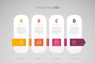 Poster - infographic design timeline or process chart. business data element of chart, graph, diagram with 4 