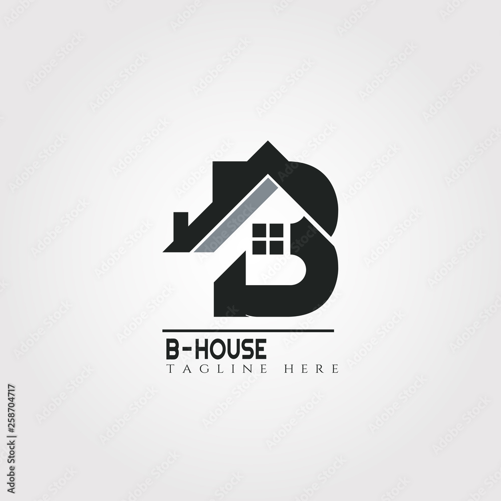 House icon template with B letter, home creative vector logo design ...
