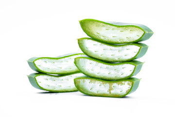 Wall Mural - Aloe vera sliced isolated on white