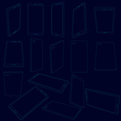 Poster - Set with contours of the phone. Contours of the phone in different positions. Vector illustration
