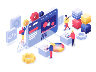 Web development isometric illustration