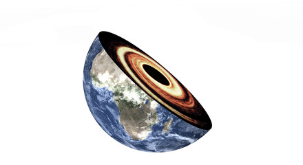 Wall Mural - black hole in the planet earth cut of solar system isolated. elements of this image were furnished b