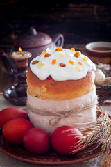 Wall Mural - Kulich, traditional Easter baking, selective focus