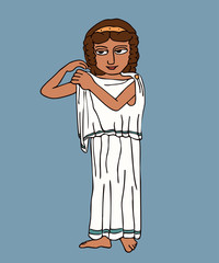 Wall Mural - ancient greek woman pinned chiton cartoon