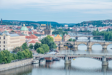 Wall Mural - Panoramic scenic view of Prague city skyline, Prague, Czech Republic