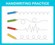 Handwriting practice sheet illustration vector