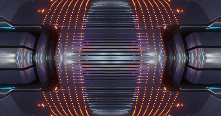 Poster - Abstract technology background, led and flickering particles. Animation of electric circuit signal with light glow and Bokeh. Futuristic concept. 3D render