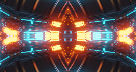 Poster - Abstract technology background, led and flickering particles. Animation of electric circuit signal with light glow and Bokeh. Futuristic concept. 3D render